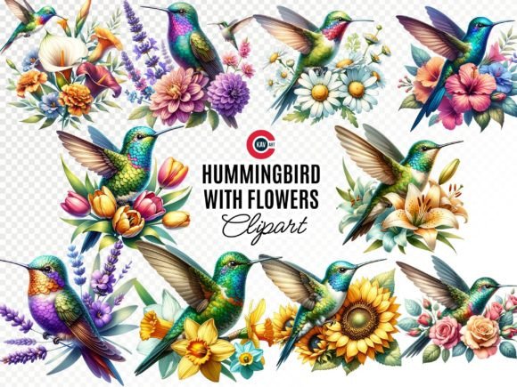 Download Hummingbird with Flowers Clipart - Flowers Collection