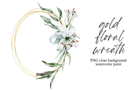 Download Floral Gold Wreath Frame, Flowers Lilies - Flowers Collection
