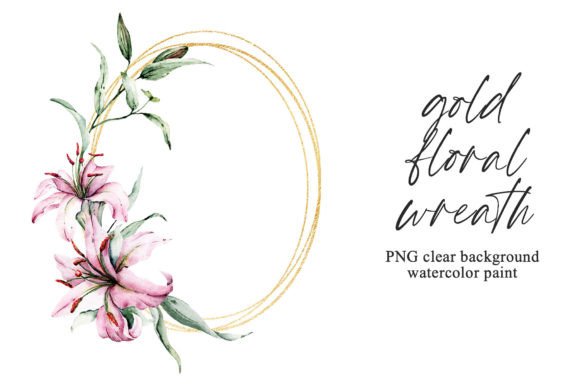 Download Floral Gold Wreath Frame, Flowers Lilies - Flowers Collection